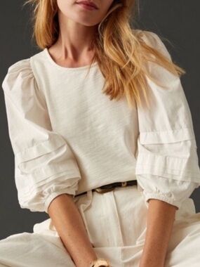 Nation LTD Gracie Pintuck Combo Tee Open Back Bow Top Medium